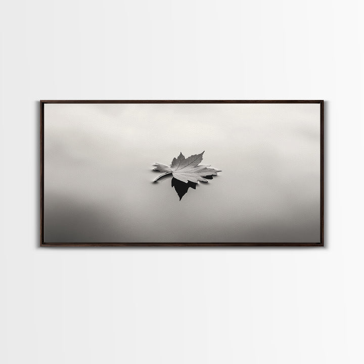 Autumn Leaf, Tranquil Water, Floating Serenity, Soft Tones Nature Art, Canvas Print, Fall Bedroom Wall Art, Minimalist Style