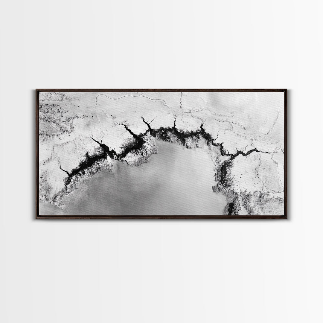 Aerial Desert, Cracked Earth, Modern Texture, Abstract Terrain, Canvas Print, Office Wall Art, Earth Tones, Contemporary Natural Art