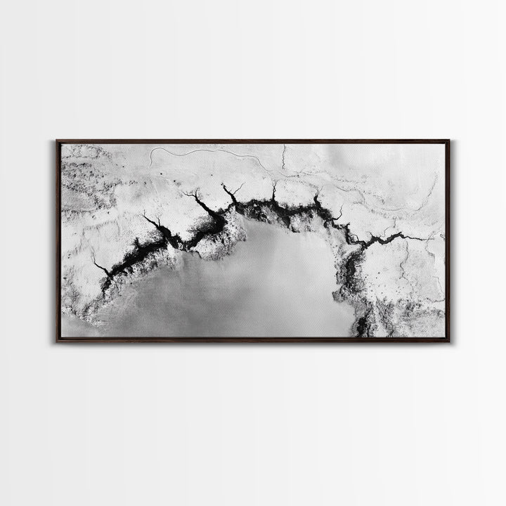 Aerial Desert, Cracked Earth, Modern Texture, Abstract Terrain, Canvas Print, Office Wall Art, Earth Tones, Contemporary Natural Art