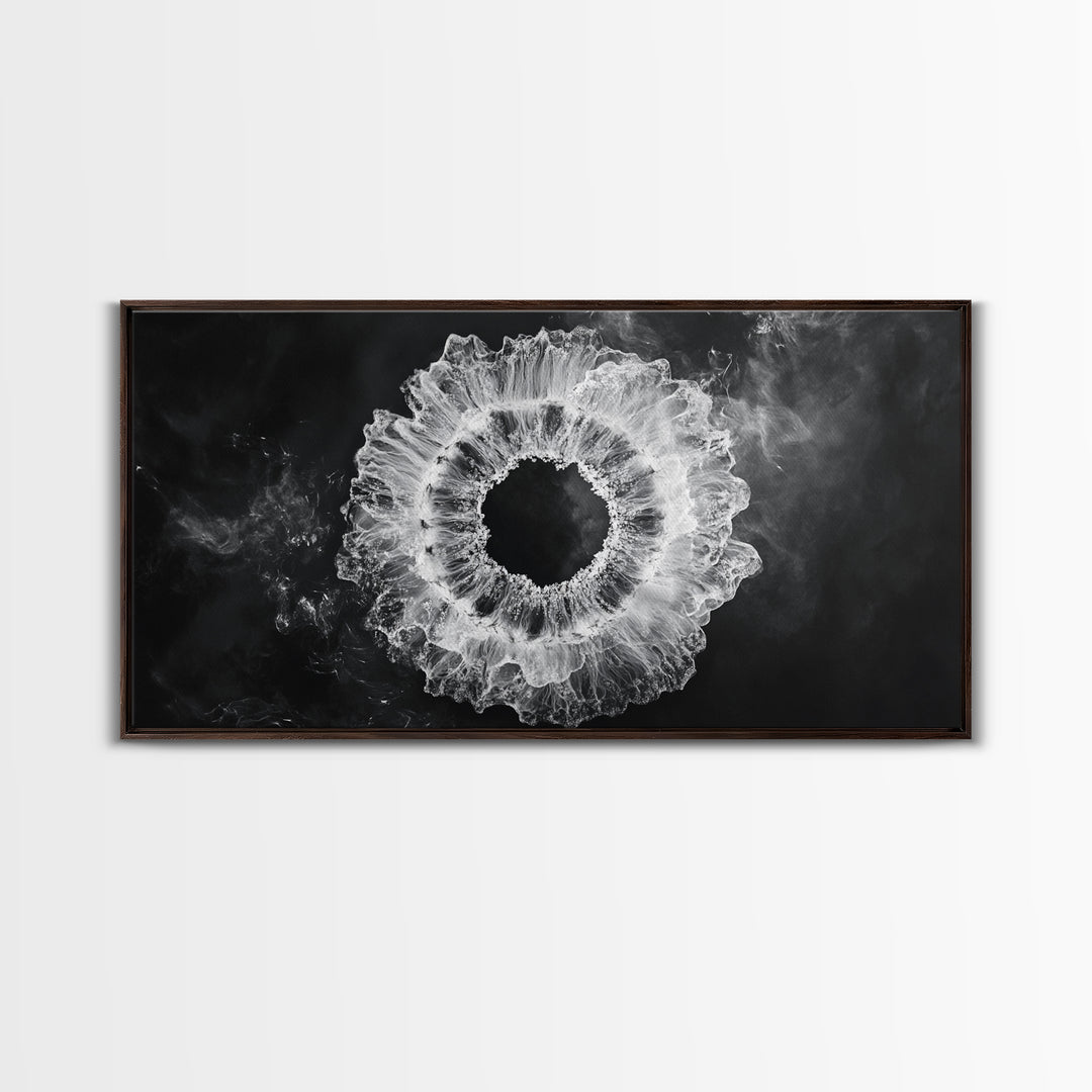 Abstract Smoke Art, Modern Monochrome, Ink Explosion, Minimalist Wall Decor, Framed Canvas Print, Living Room Wall Art, Moody Aesthetic