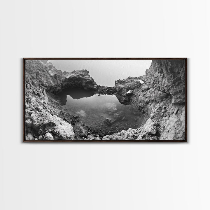 Arch Pool, Stone Lagoon, Natural Wonder, Organic Texture, Minimal Coastal Wall Decor, Canvas Print, Earth Tones Bathroom Art