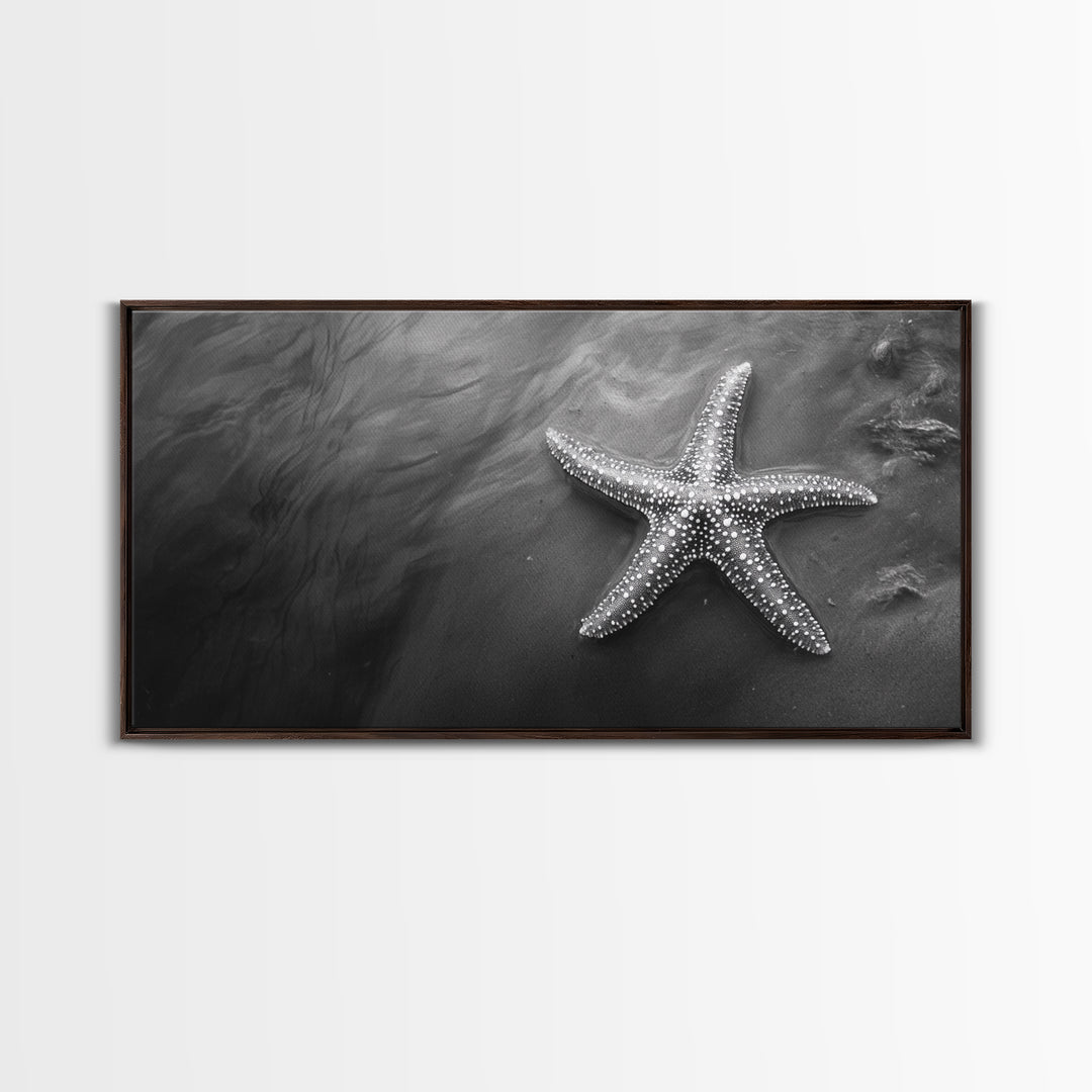 Ocean Starfish, Seashore Calm, Coastal Nature Print, Beach Zen Decor, Framed Canvas Print, Minimalist Bathroom Art, Ocean Wall Piece