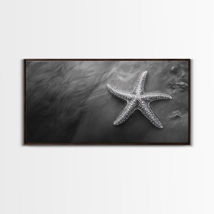 Ocean Starfish, Seashore Calm, Coastal Nature Print, Beach Zen Decor, Framed Canvas Print, Minimalist Bathroom Art, Ocean Wall Piece