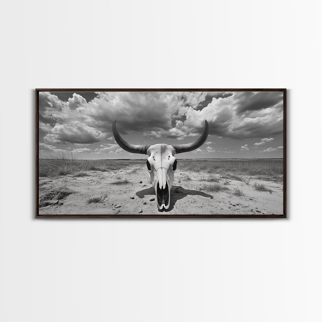 Cow Skull, Desert Bones, Wild West Skull, Country Vibe Decor, Canvas Print, Western Wall Art, Rustic Bedroom or Hallway Accent