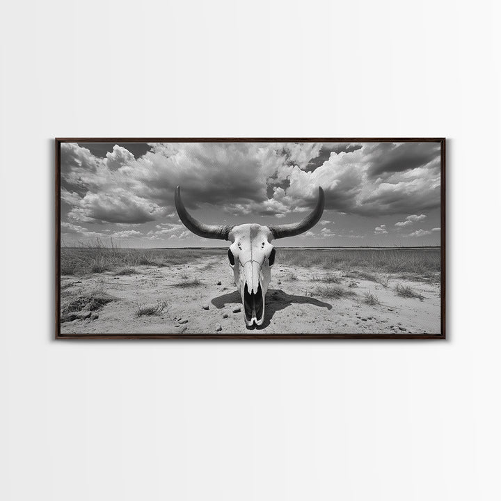 Cow Skull, Desert Bones, Wild West Skull, Country Vibe Decor, Canvas Print, Western Wall Art, Rustic Bedroom or Hallway Accent