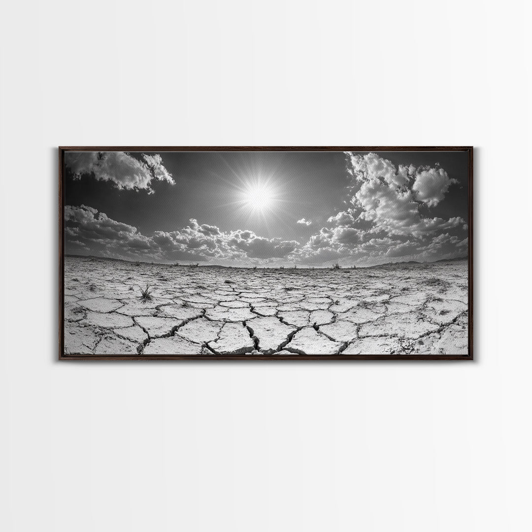 Cracked Earth Sun, Desert Landscape, Dramatic Sky, Canvas Print, Southwestern Decor, Fall Wall Art, Earth Tones Rustic Home Accent