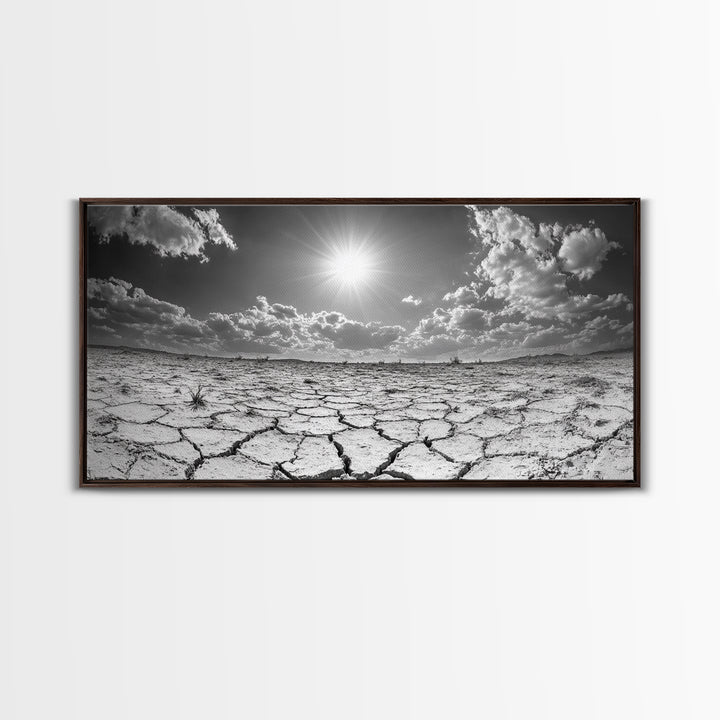 Cracked Earth Sun, Desert Landscape, Dramatic Sky, Canvas Print, Southwestern Decor, Fall Wall Art, Earth Tones Rustic Home Accent