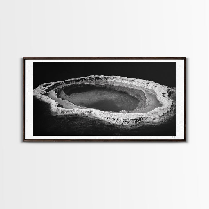 Natural Mineral Pool, Geothermal Abstract, Monochrome Texture, Framed Canvas Print, Minimalist Wall Art, Bathroom or Spa Decor