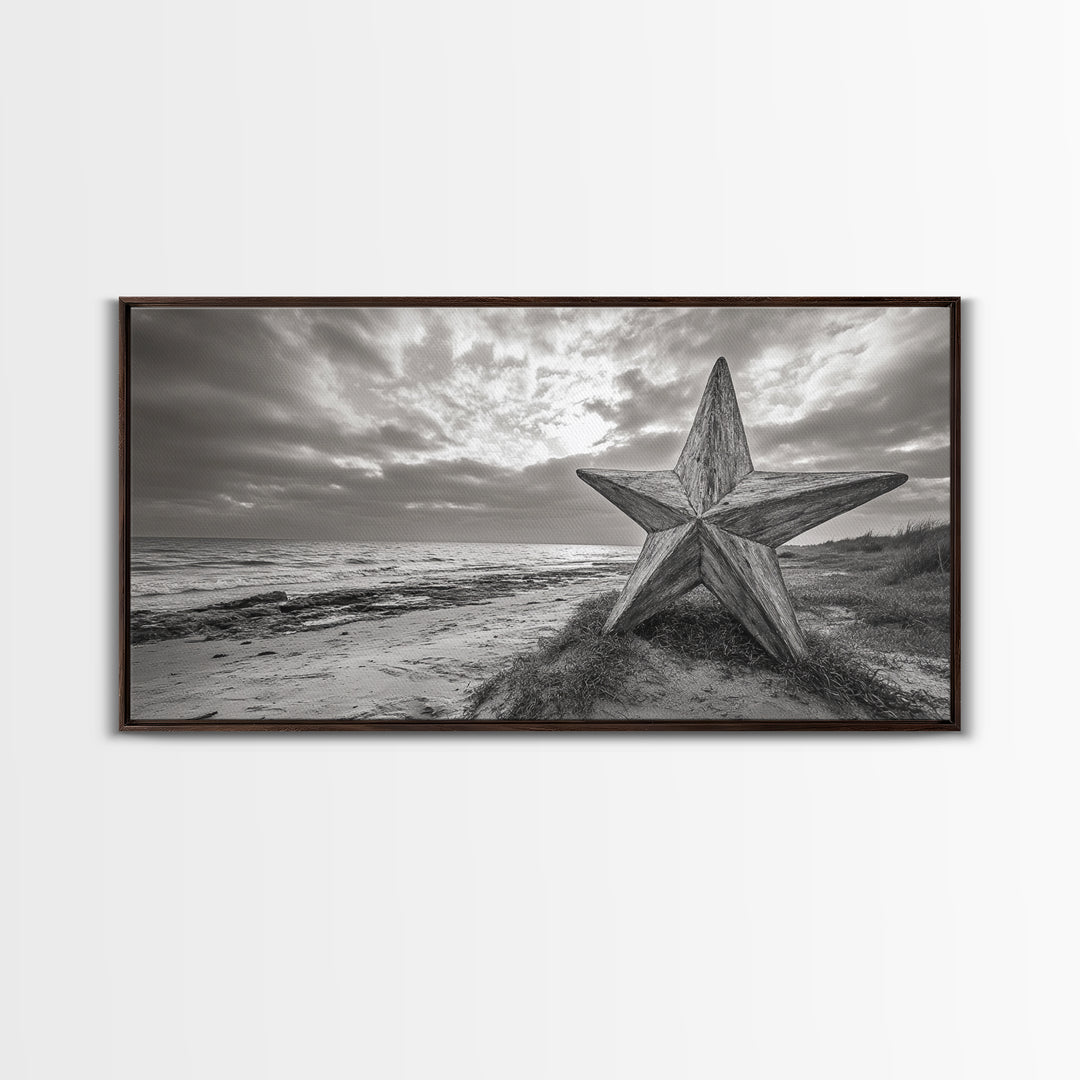 Beach Star, Weathered Wood, Coastal Symbol, Canvas Print, Rustic Seaside Wall Art, Fall Decor, Entryway Or Nautical Living Room Style