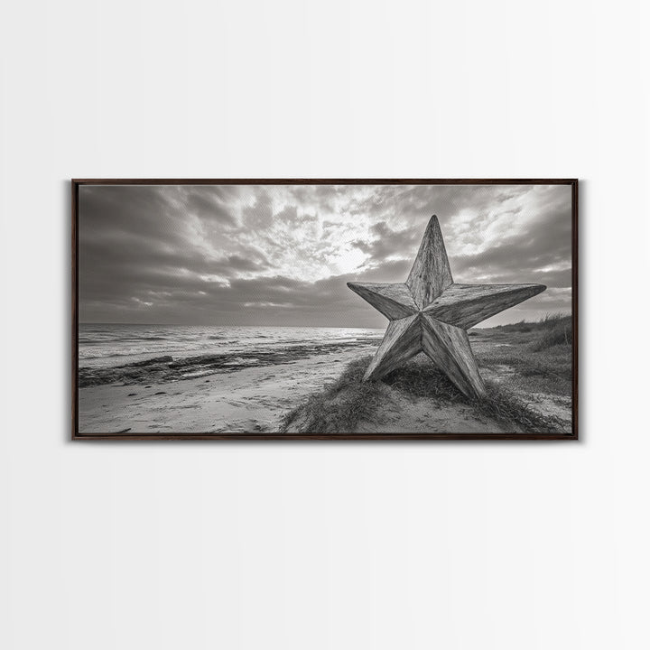 Beach Star, Weathered Wood, Coastal Symbol, Canvas Print, Rustic Seaside Wall Art, Fall Decor, Entryway Or Nautical Living Room Style