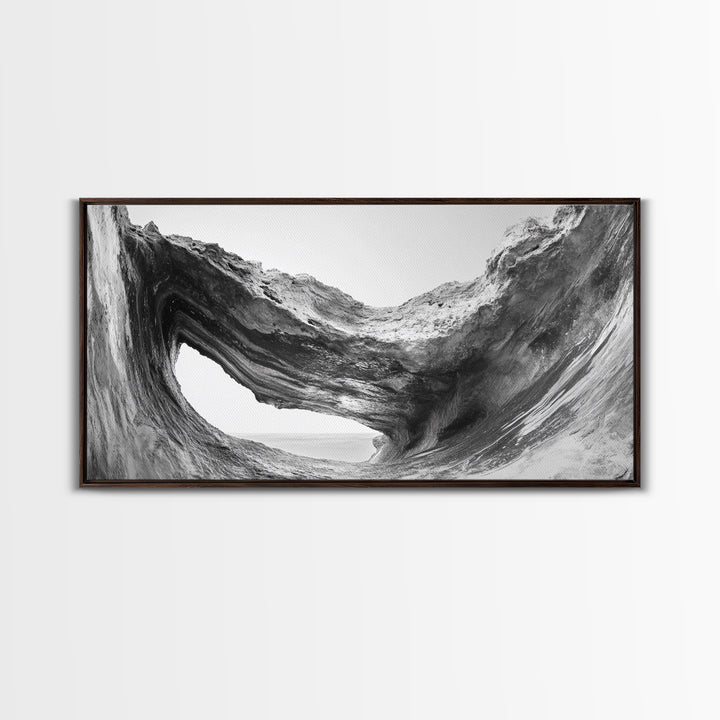 Ocean Cave, Textured Rock, Seaside Mystery, Canvas Print, Coastal Wall Art, Nature Photography, Bathroom Decor, Abstract Sea Cave