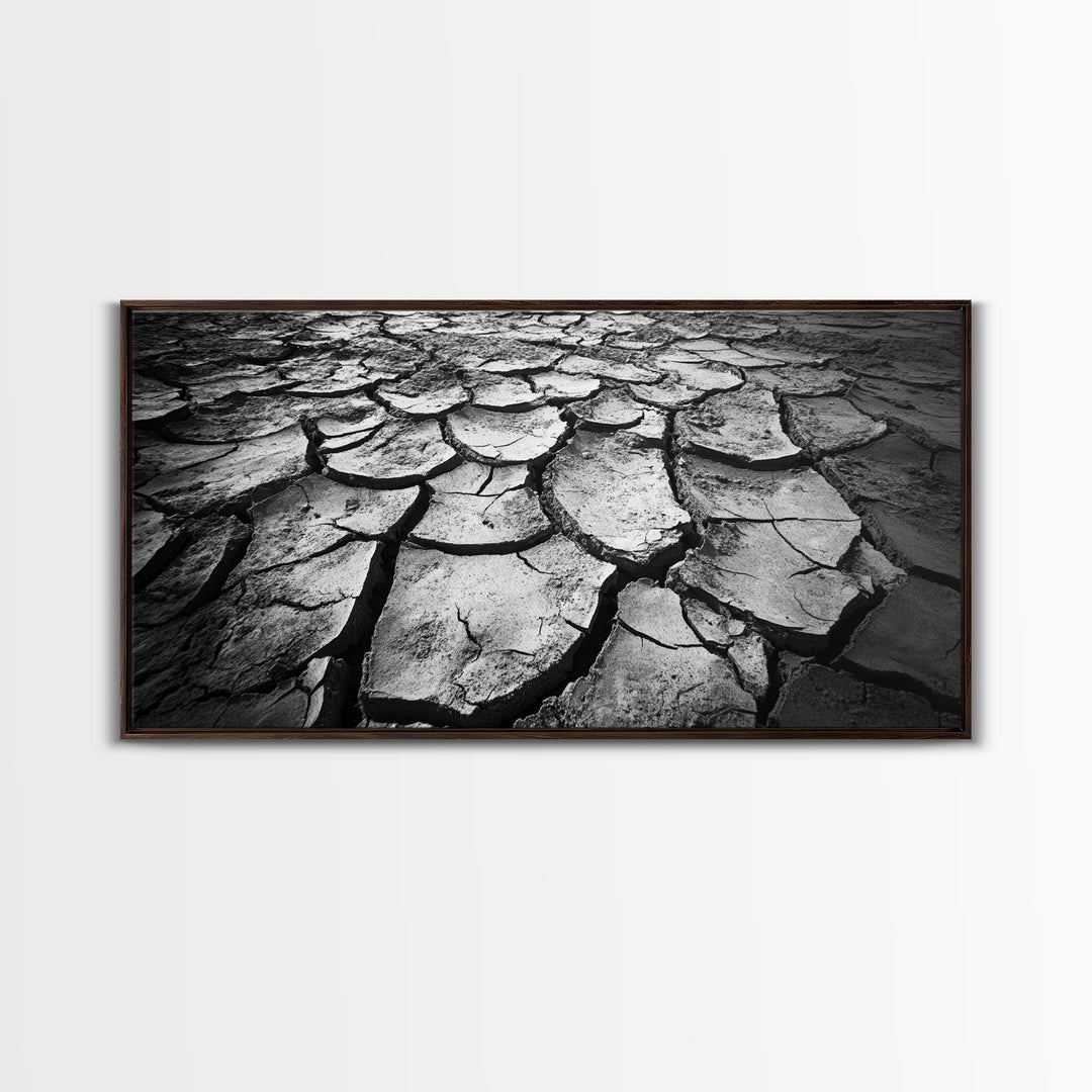 Cracked Earth Texture, Nature Closeup, Desert Minimalism, Earth Tone Art, Canvas Print, Rustic Home Decor, Fall Entryway Wall Art