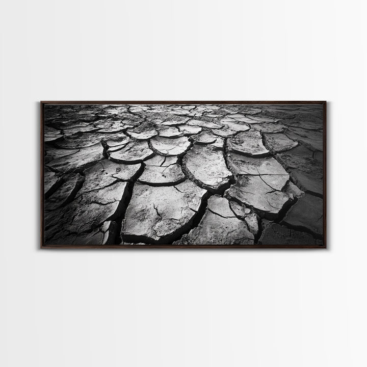 Cracked Earth Texture, Nature Closeup, Desert Minimalism, Earth Tone Art, Canvas Print, Rustic Home Decor, Fall Entryway Wall Art