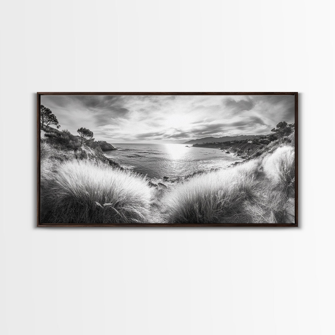 Coastal Bluff Sunset, Seaside Horizon View, Beach Landscape Scene, Serene Decor, Canvas Print, Living Room or Hallway Wall Art