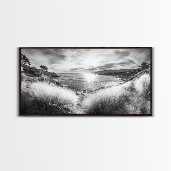 Coastal Bluff Sunset, Seaside Horizon View, Beach Landscape Scene, Serene Decor, Canvas Print, Living Room or Hallway Wall Art