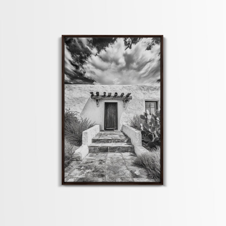 Desert Doorway, Rustic Adobe, Southwestern Style, Framed Canvas Print, Entryway Art, Neutral Wall Art, Minimalist Home Decor