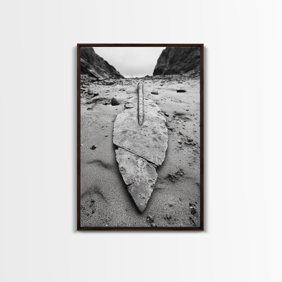 Fossil Rock Shore, Beach Minimalism, Sand Texture Art, Canvas Print, Coastal Wall Art, Natural History Decor, Abstract Earthy Art