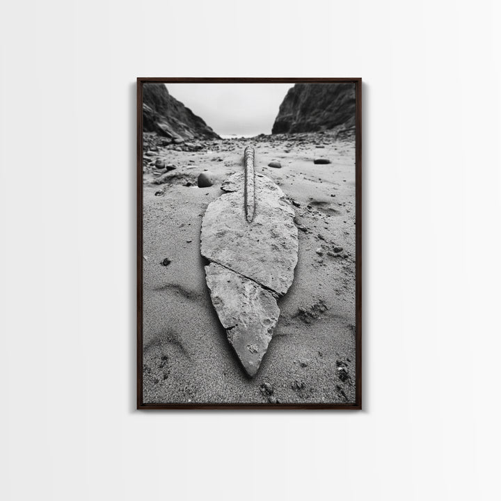 Fossil Rock Shore, Beach Minimalism, Sand Texture Art, Canvas Print, Coastal Wall Art, Natural History Decor, Abstract Earthy Art