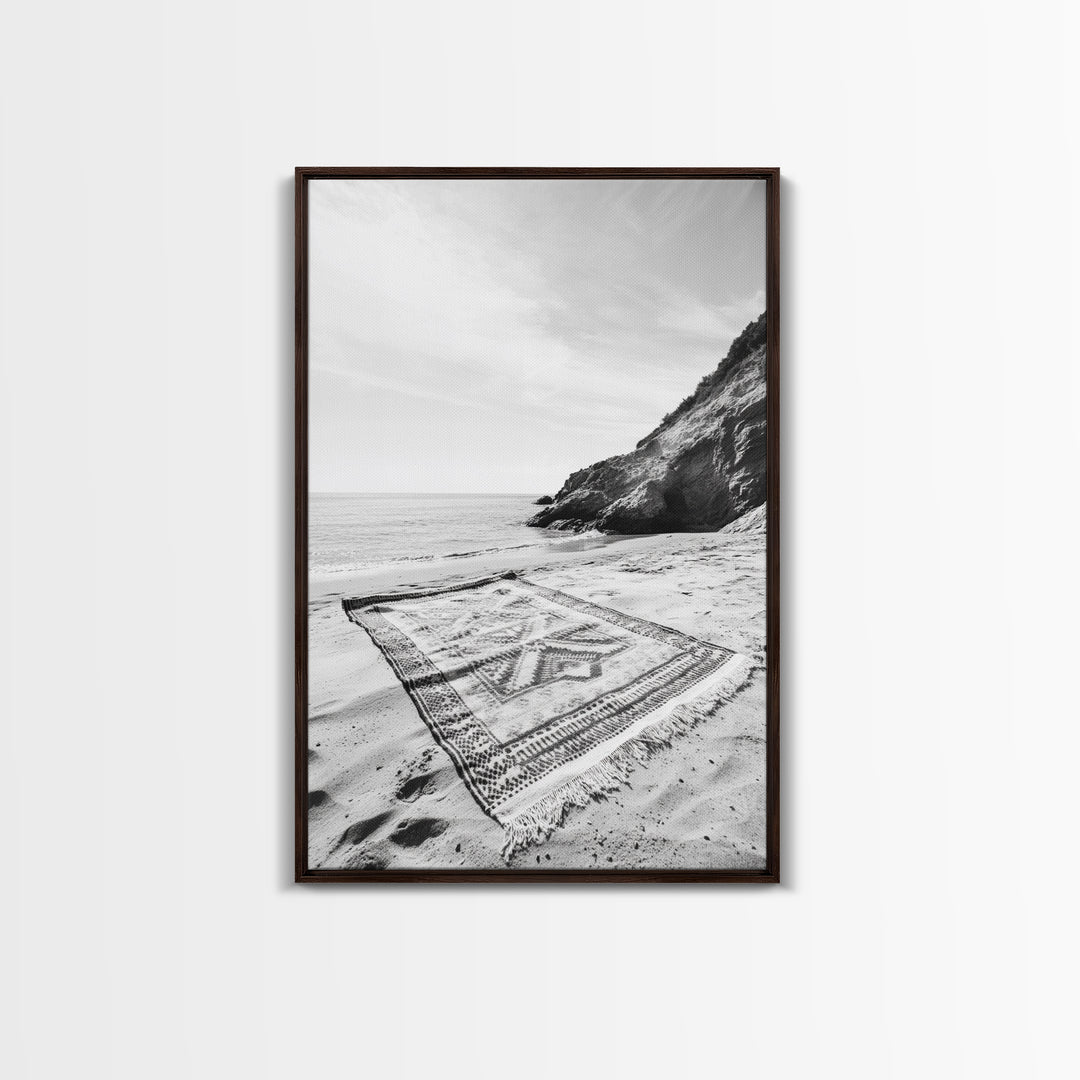 Tribal Blanket, Ocean Vibe, Coastal Pattern, Canvas Print, Beach Boho Wall Art, Neutral Home Decor, Summer Beach Bedroom