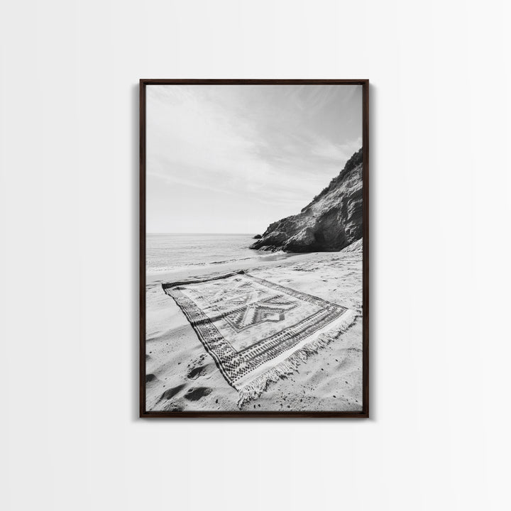 Tribal Blanket, Ocean Vibe, Coastal Pattern, Canvas Print, Beach Boho Wall Art, Neutral Home Decor, Summer Beach Bedroom