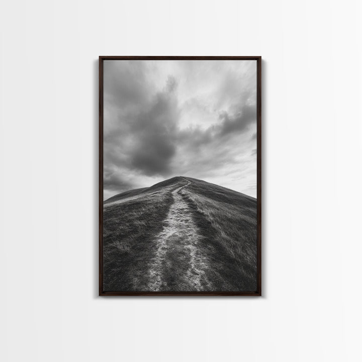 Winding Path, Hilltop View, Cloudy Horizon, Minimalist Landscape, Canvas Print, Bedroom Wall Art, Serene Decor, Fall Art Piece