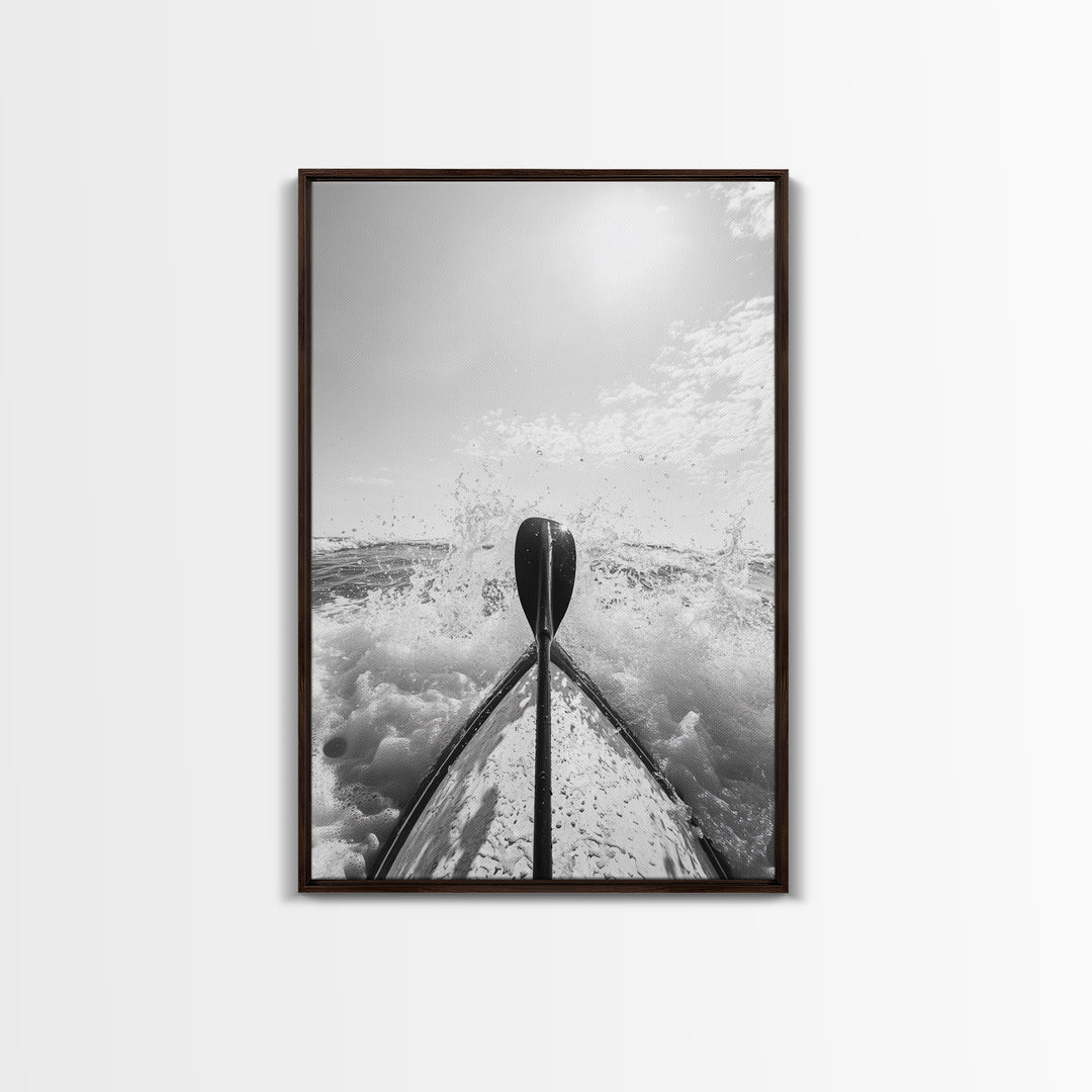 Kayak Splash, Adventure Paddle, Ocean Journey, Water Sports Art, Canvas Print, Office Wall Art, Outdoor Enthusiast Gift, boho wall decor