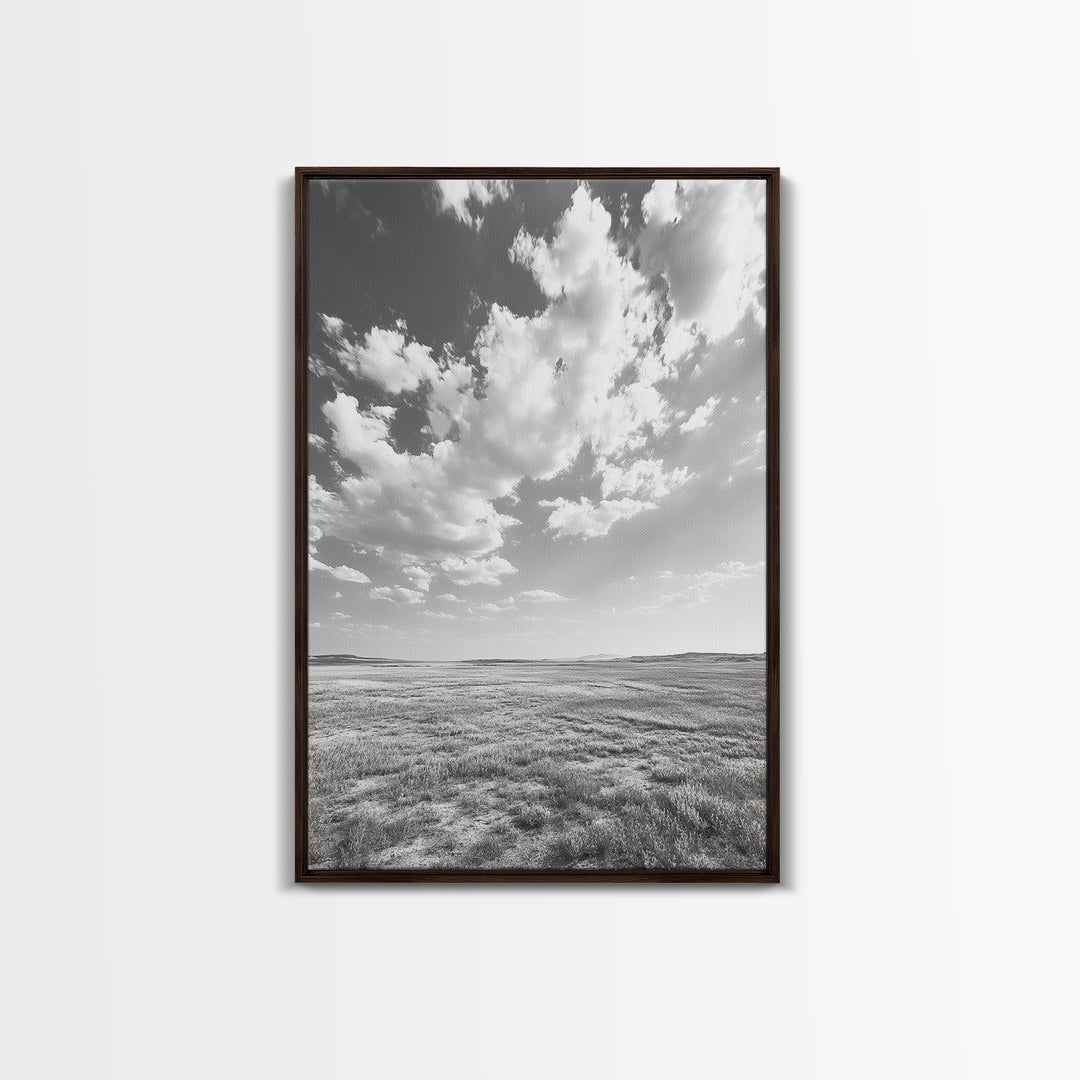 Open Sky, Serene Plains, Summer Day, Canvas Print, minimalist landscape art, farmhouse decor, bedroom wall art, neutral tones