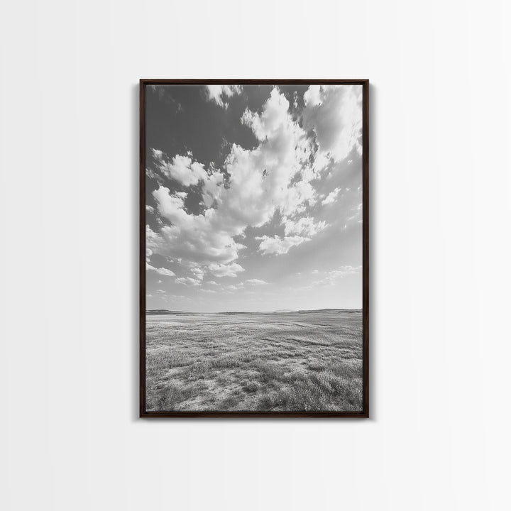 Open Sky, Serene Plains, Summer Day, Canvas Print, minimalist landscape art, farmhouse decor, bedroom wall art, neutral tones