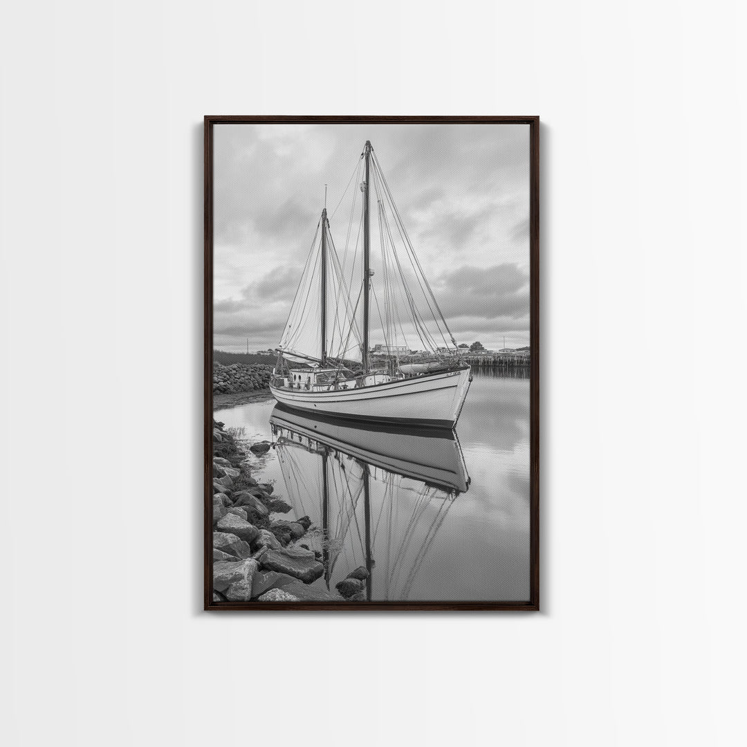 Sailboat Reflection, Harbor Calm, Nautical Scene, Canvas Print, Coastal Wall Art, Beach House Decor, Ocean Photography, Bathroom Art