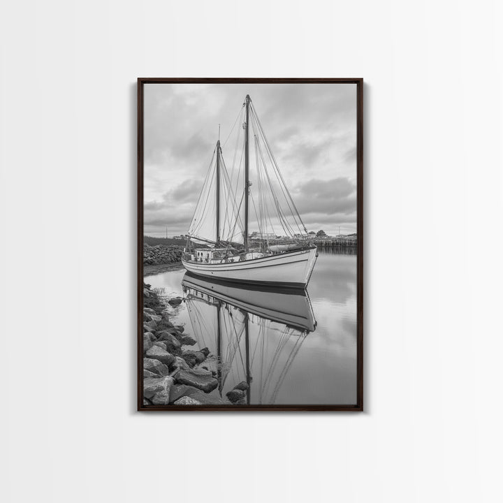 Sailboat Reflection, Harbor Calm, Nautical Scene, Canvas Print, Coastal Wall Art, Beach House Decor, Ocean Photography, Bathroom Art
