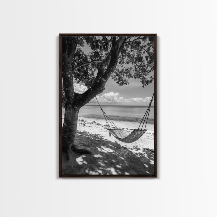 Hammock Relaxation, Beach Shade, Seaside Breeze, Canvas Print, Boho Bedroom Wall Art, Coastal Calm Tropical Home Decor