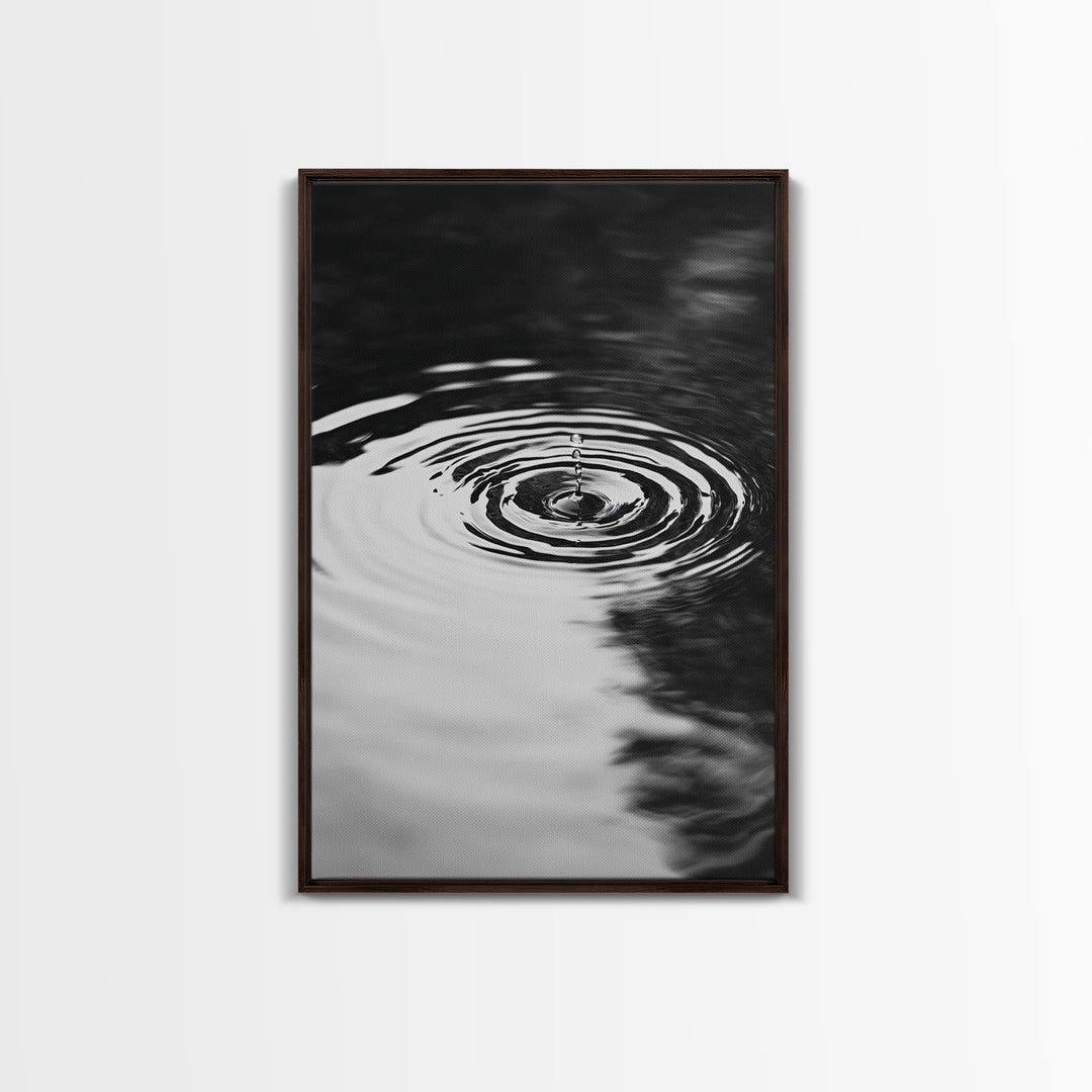 Ripple Effect, Water Drop, Zen Wall Art, Minimalist Black and White, Canvas Print, Bathroom Decor, Tranquil Art, Meditation Room Art