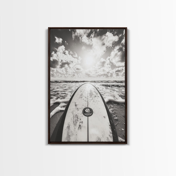 Surfboard Horizon, Ocean Waves, Beach Photography, Summer Vibes, Canvas Print, Teen Room Wall Art, Coastal Decor, Modern Surf Art