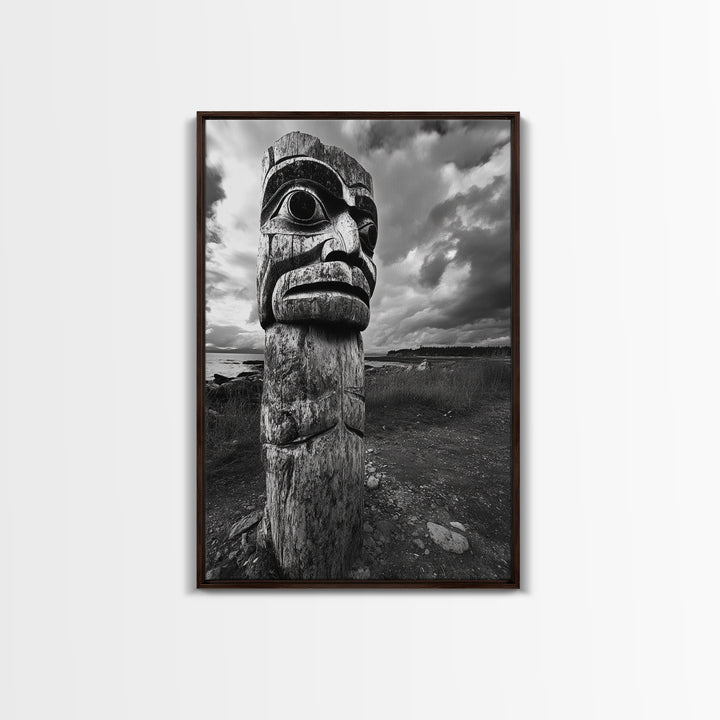 Tribal Totem, Ancient Spirit, Cultural Power, Canvas Print, Rustic Wall Art, Boho Living Room Decor, Ethnic History Accent