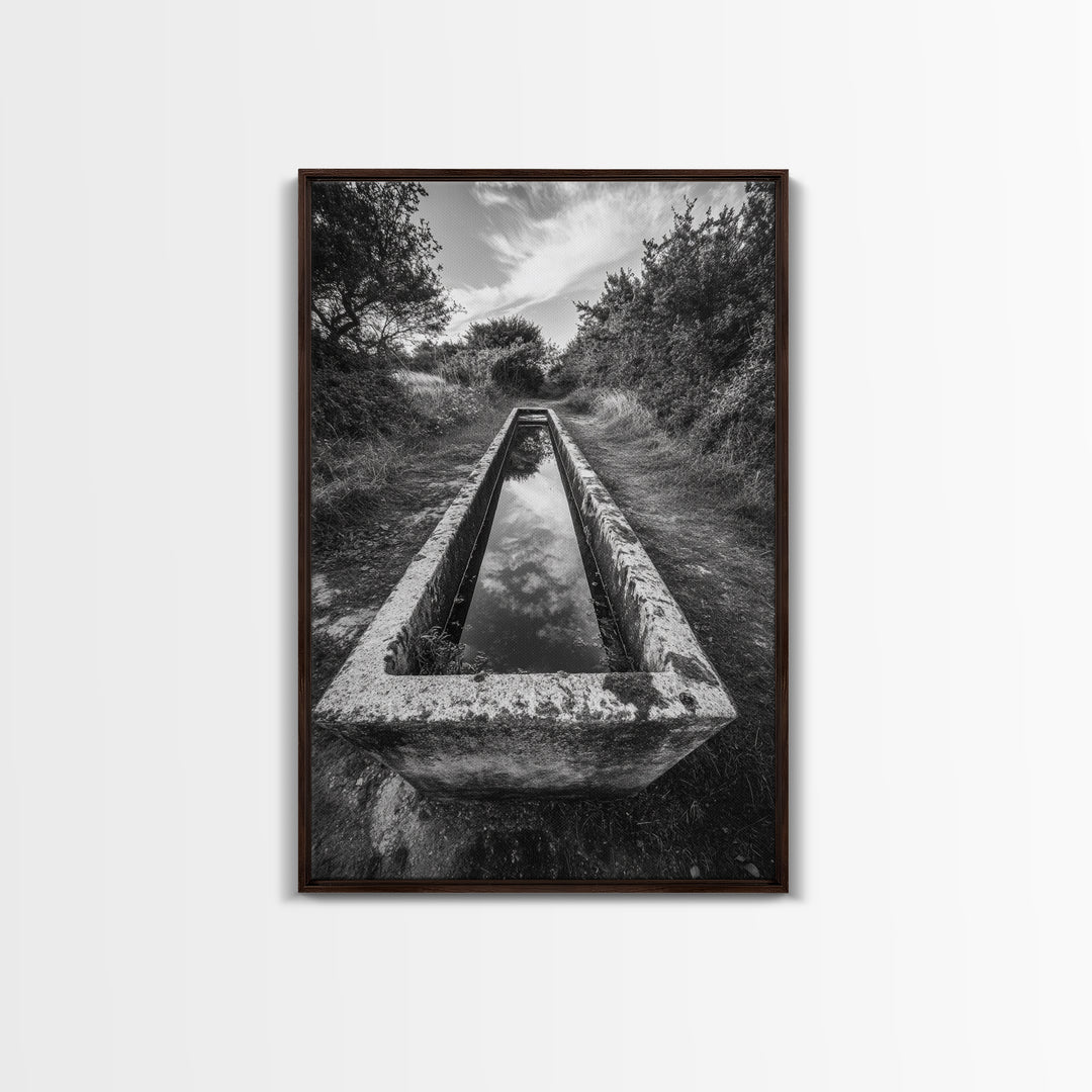 Forest Path, Reflection Pool, Nature Trail Art, Canvas Print, Tranquil Landscape, Boho Wall Decor, Entryway or Hallway Art