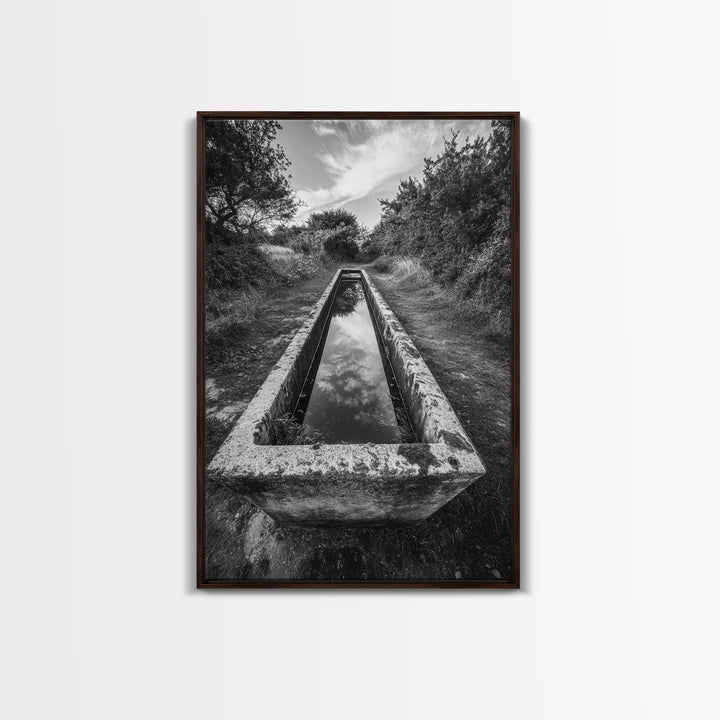 Forest Path, Reflection Pool, Nature Trail Art, Canvas Print, Tranquil Landscape, Boho Wall Decor, Entryway or Hallway Art