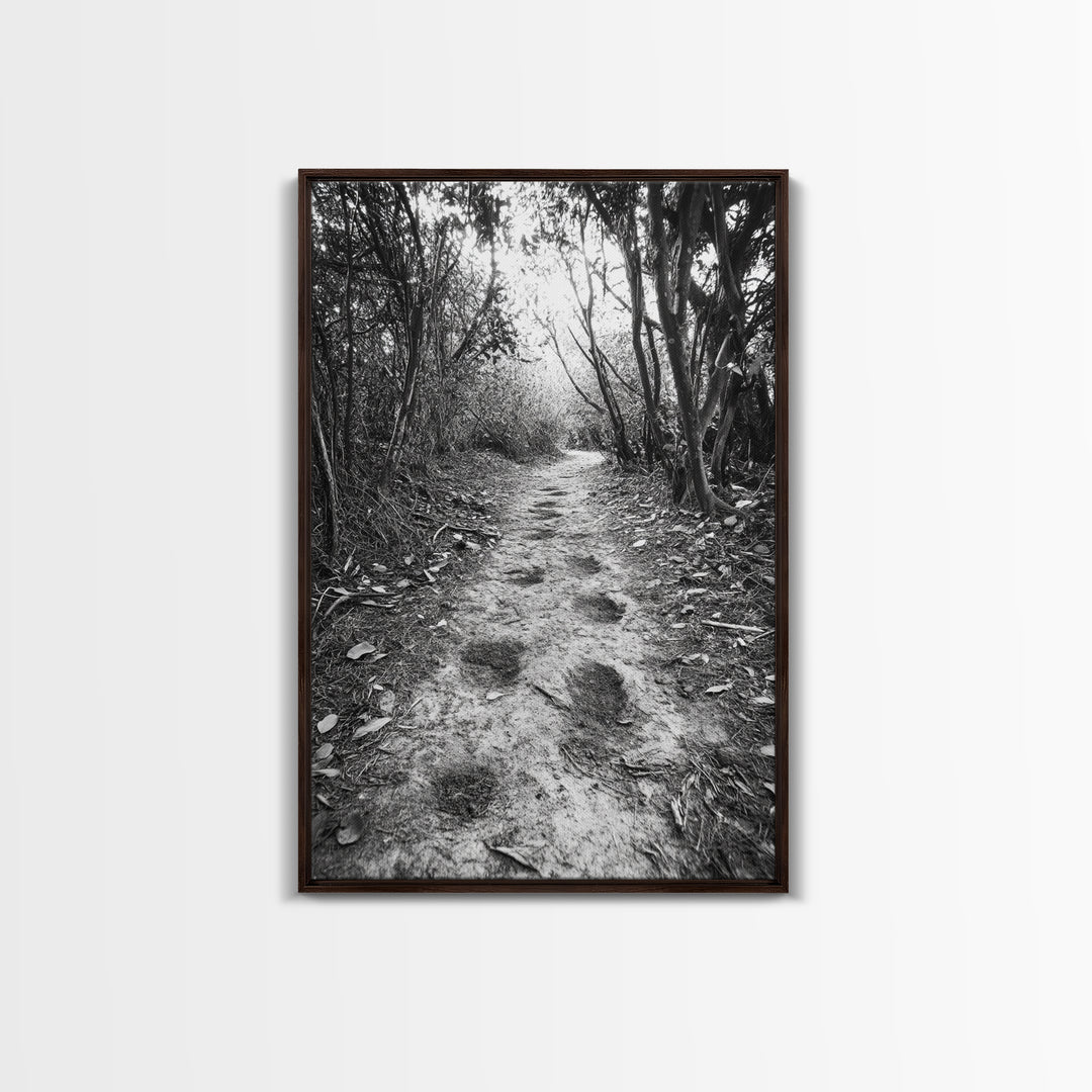 Forest Trail Path, Woodland Escape, Nature Walk, Adventure Art, Framed Canvas Print, Office Wall Decor, Autumn Vibes, Rustic Nature Style