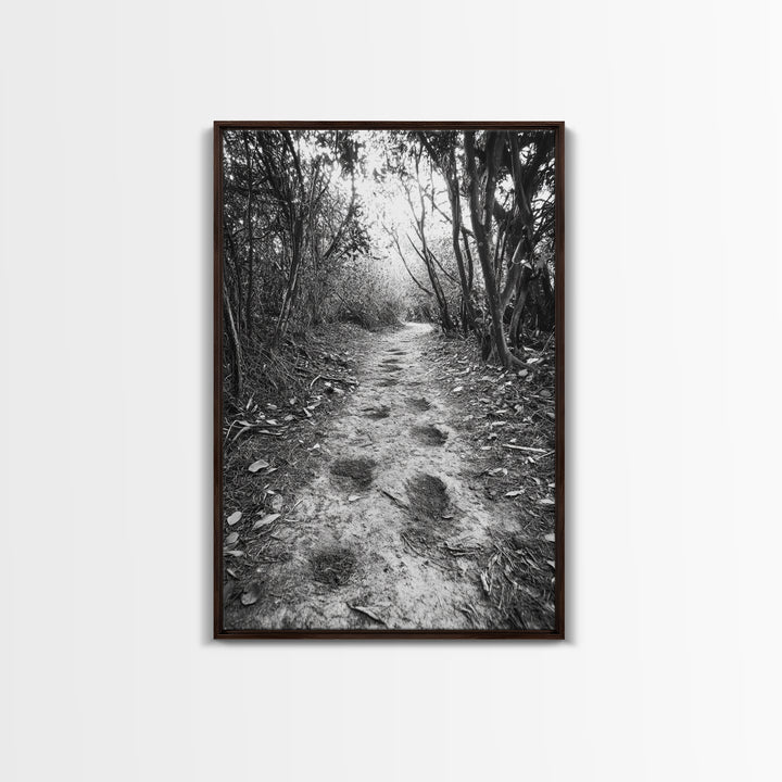 Forest Trail Path, Woodland Escape, Nature Walk, Adventure Art, Framed Canvas Print, Office Wall Decor, Autumn Vibes, Rustic Nature Style