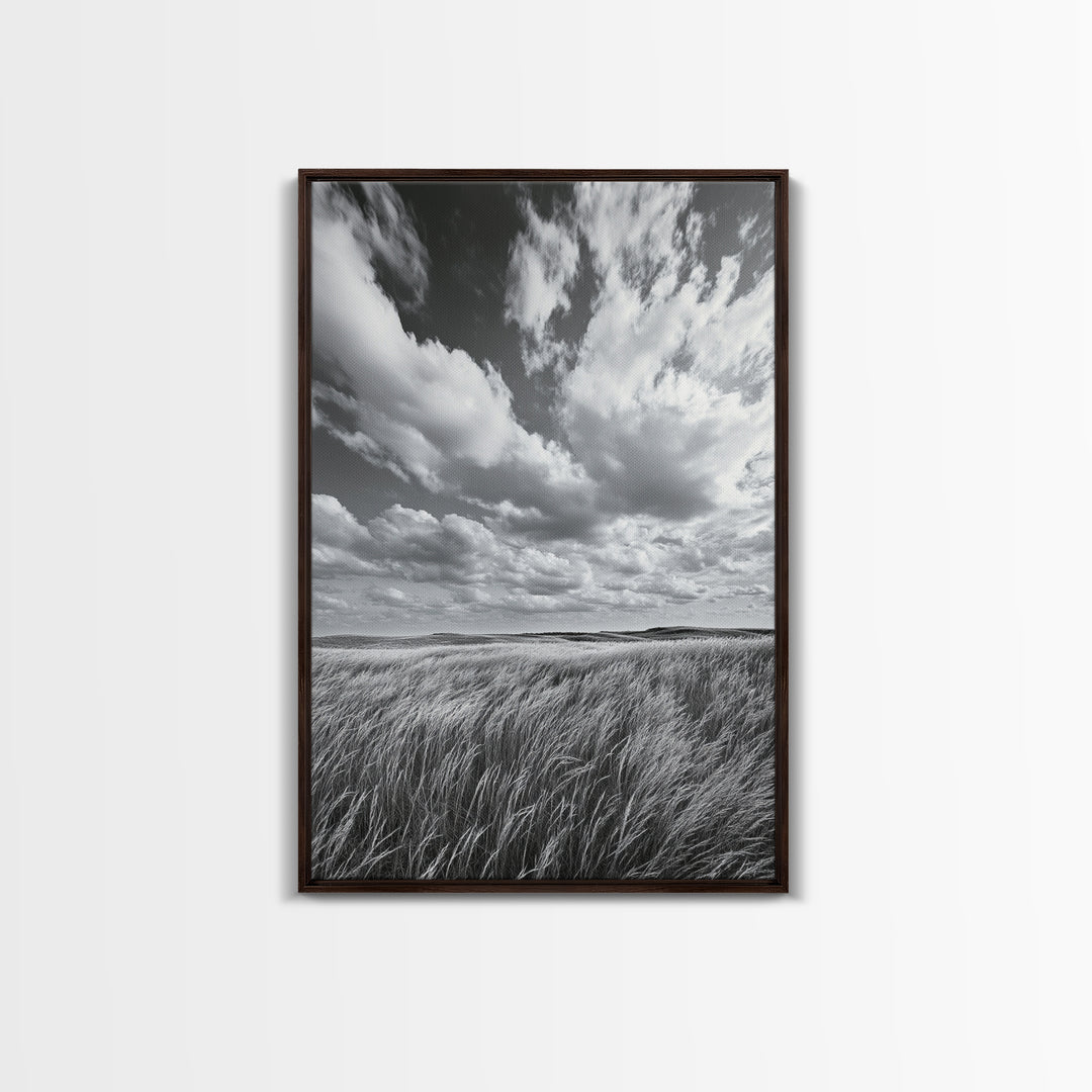 Open Sky Fields, Windy Prairie, Moody Nature Sky, Rustic Landscape, Canvas Print, Bedroom Wall Art, Fall Countryside, Boho Nature Decor