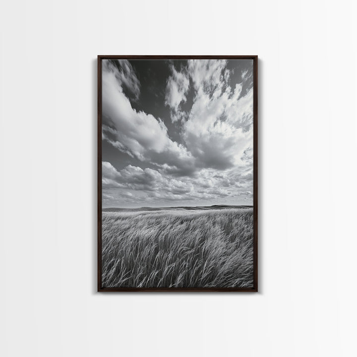 Open Sky Fields, Windy Prairie, Moody Nature Sky, Rustic Landscape, Canvas Print, Bedroom Wall Art, Fall Countryside, Boho Nature Decor