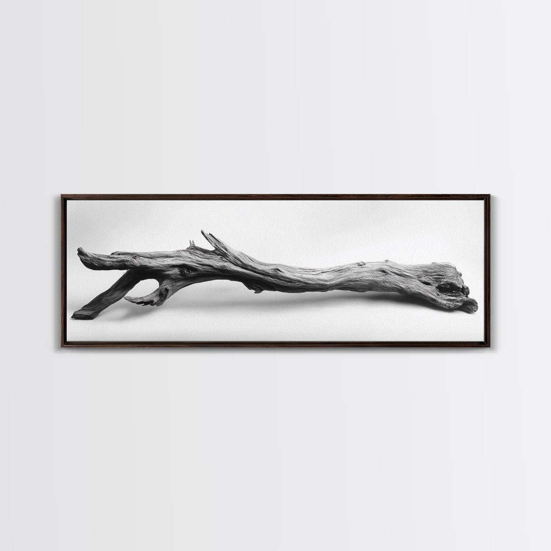 Driftwood Closeup, Minimal Nature Print, Scandinavian Neutral Decor, Framed Canvas Print, Modern Wall Art, Organic Texture Style