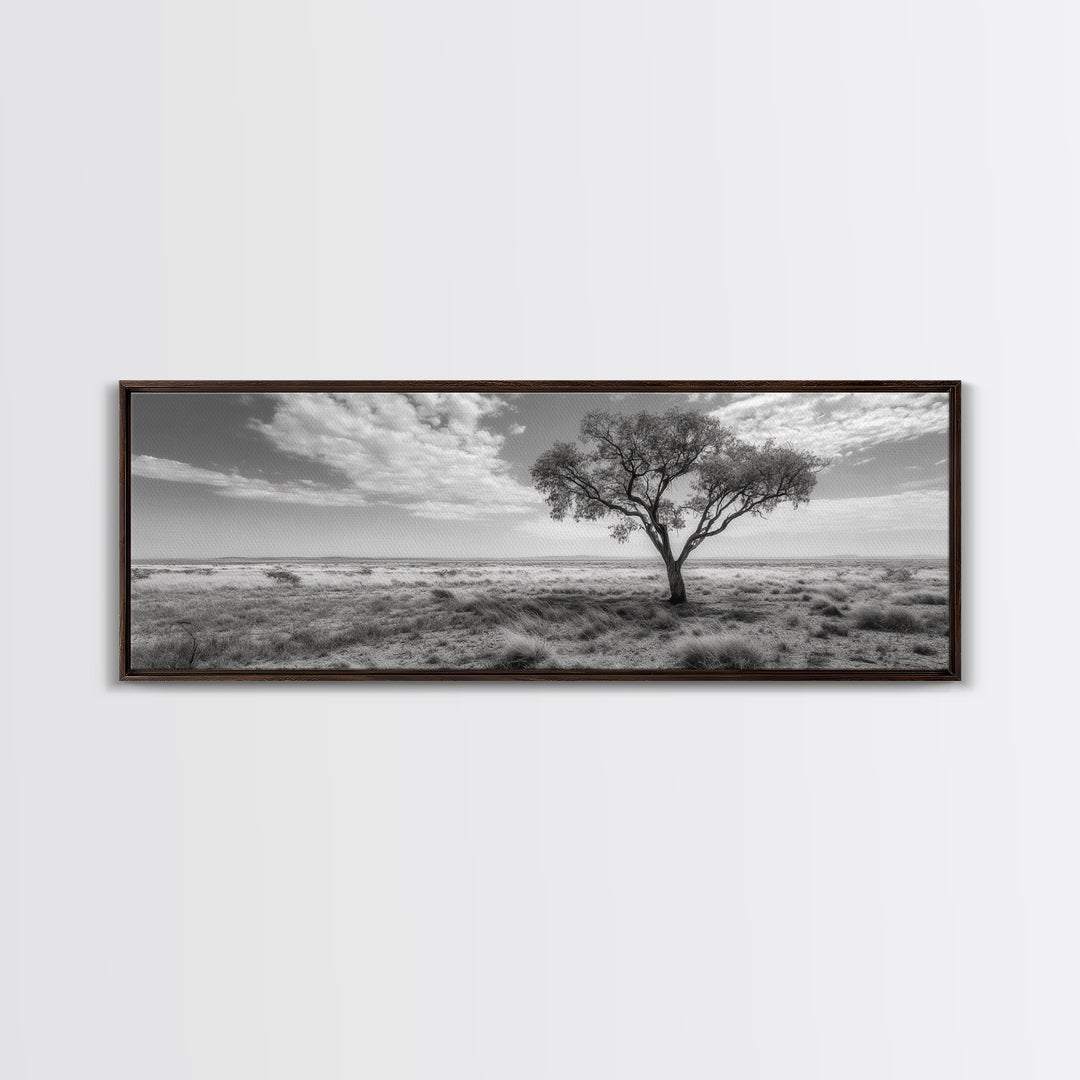 Desert Tree, Solitude Scene, Nature Photography, Framed Canvas Print, Minimalist Tree Art, Bedroom Wall Decor, Neutral Landscape Art