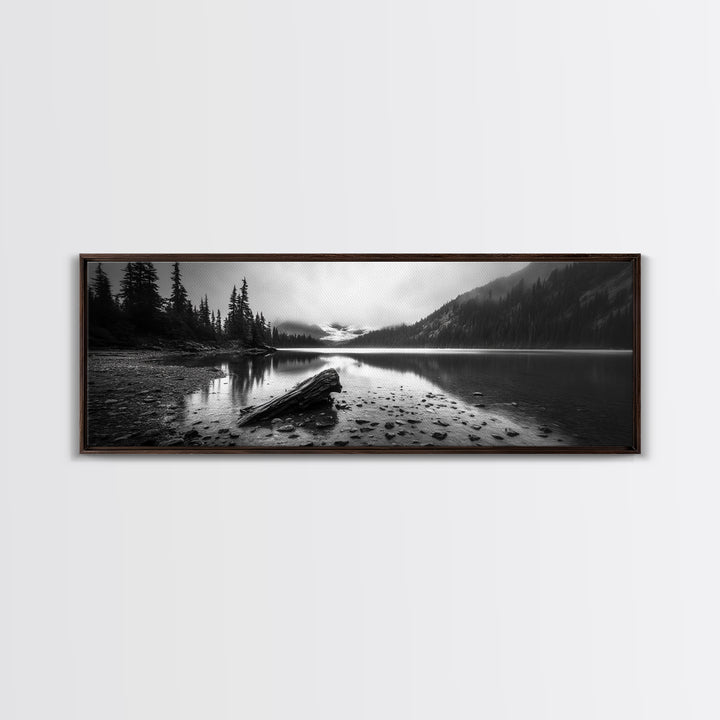 Alpine Lake, Moody Mountains, Foggy Reflection, Canvas Print, Serene Wall Art, Nature Photography, Bedroom Art, Den Decor, Office Decor