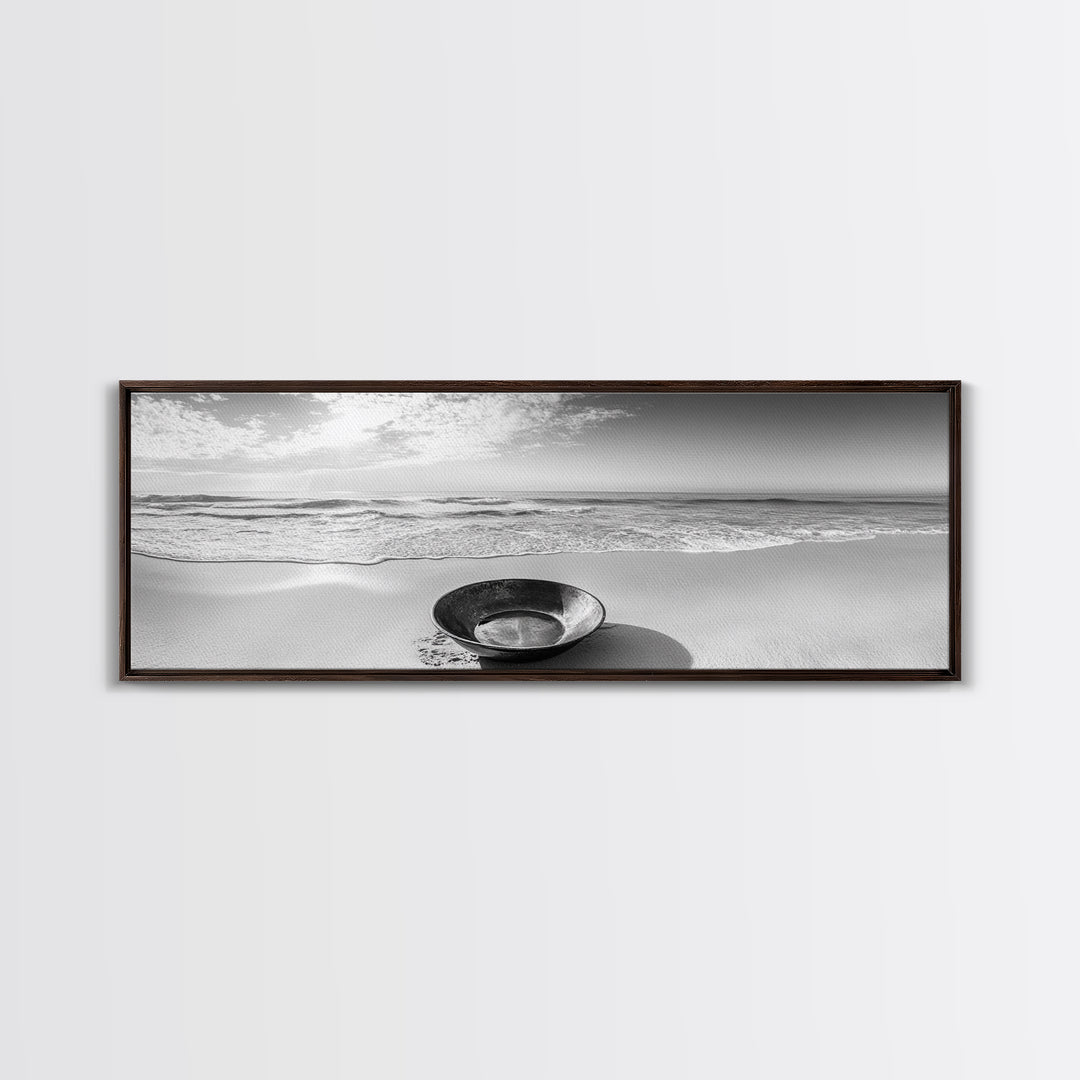Ocean Bowl, Minimalist Beach, Solitude Shoreline, Canvas Print, Coastal Decor, Neutral Tones, Living Room Art, Bathroom Wall Art