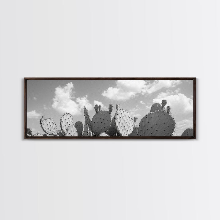 Prickly Pears, Cactus Heaven, Western Sky, Canvas Print, Boho Kitchen Wall Art, Desert Style Decor, Minimalist Black and White