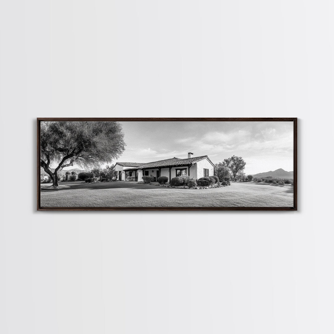 Spanish Ranch, Desert Landscape, Tranquil Home, Canvas Print, Southwestern Wall Art, Neutral Tones, Living Room Decor, Rustic Home Style