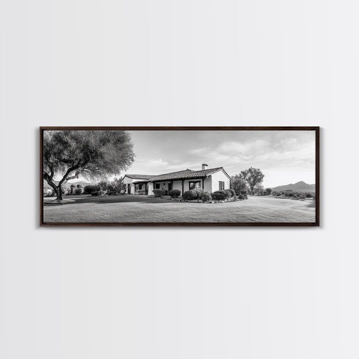 Spanish Ranch, Desert Landscape, Tranquil Home, Canvas Print, Southwestern Wall Art, Neutral Tones, Living Room Decor, Rustic Home Style