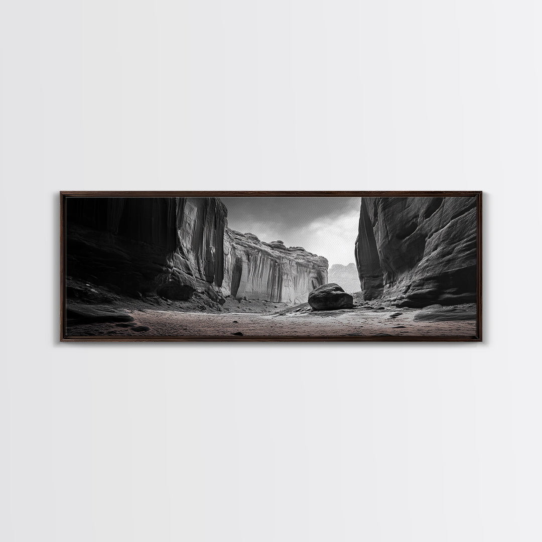 Desert Canyon Walls, High Contrast, Natural Monument, Canvas Print, Office Wall Art, Moody Modern Decor, Wilderness Photography