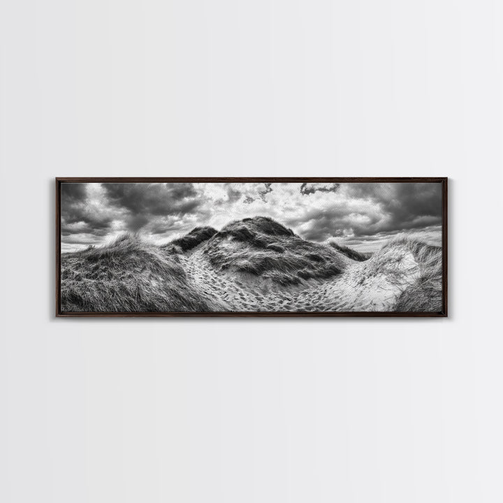 Windswept Dune Trail, Dramatic Sky, Nature Path, Beach Landscape, Framed Canvas Print, Rustic Wall Art, Fall Decor, Bedroom Art, Boho Vibes