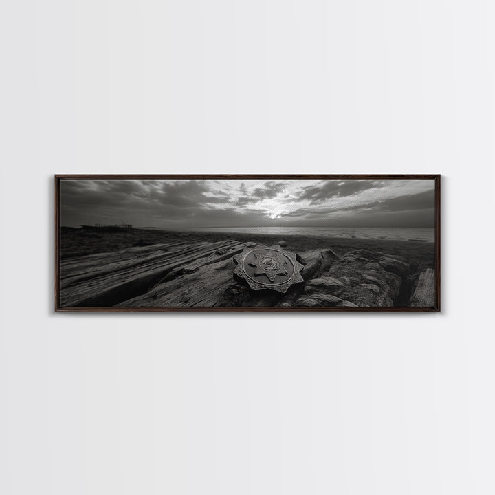 Lone Badge Sunset, Western Coastal Scene, Canvas Print, Rustic Wall Decor, Moody Landscape Art, Fall Living Room Wall Art